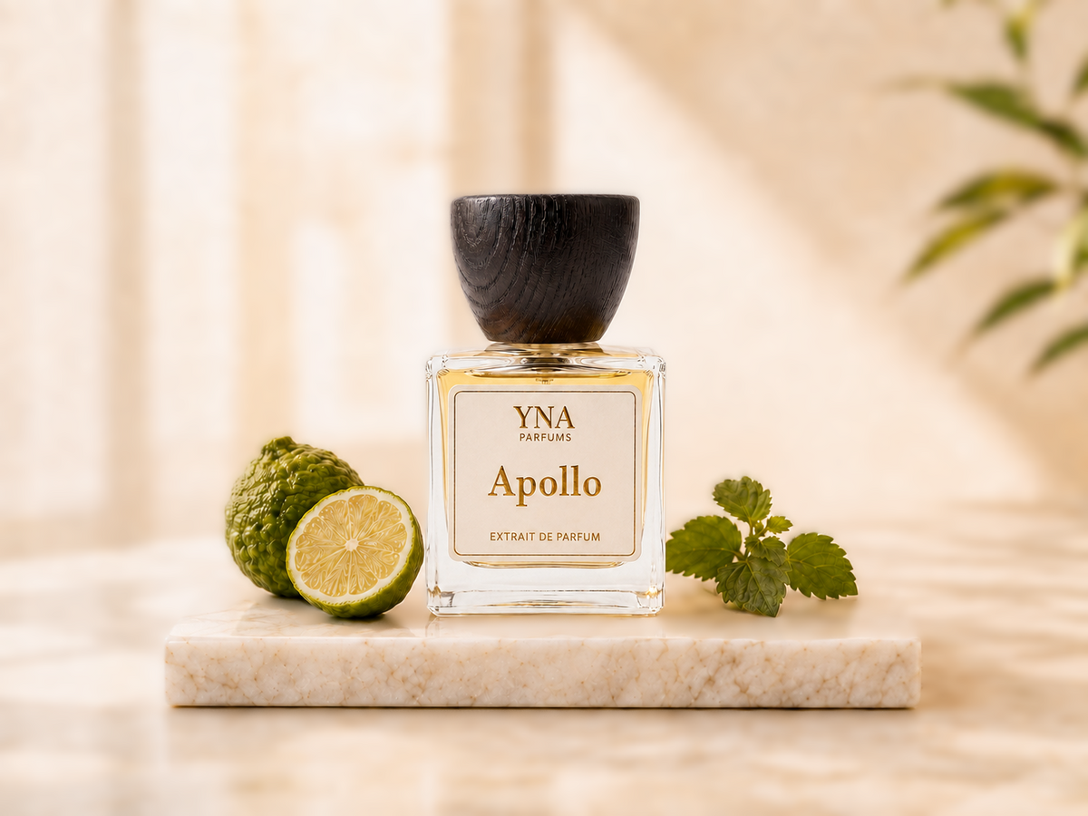 YNA Parfums Apollo Extrait de Parfum 50ml with bergamot citrus and mint leaves