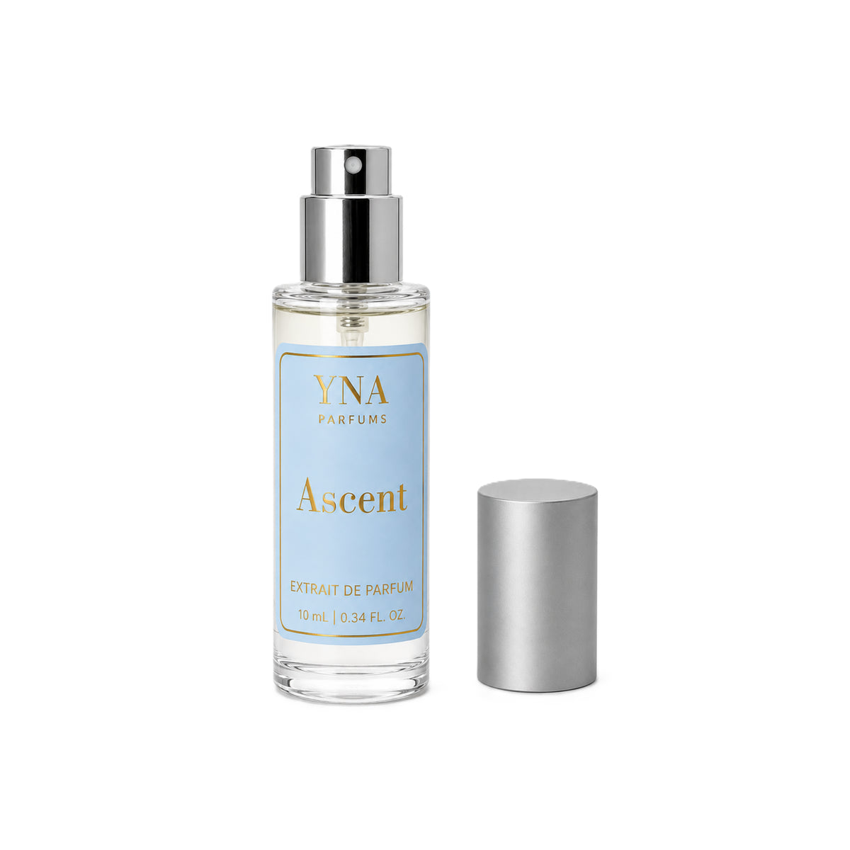 YNA Parfums Ascent Extrait de Parfum 10ml with cap beside it