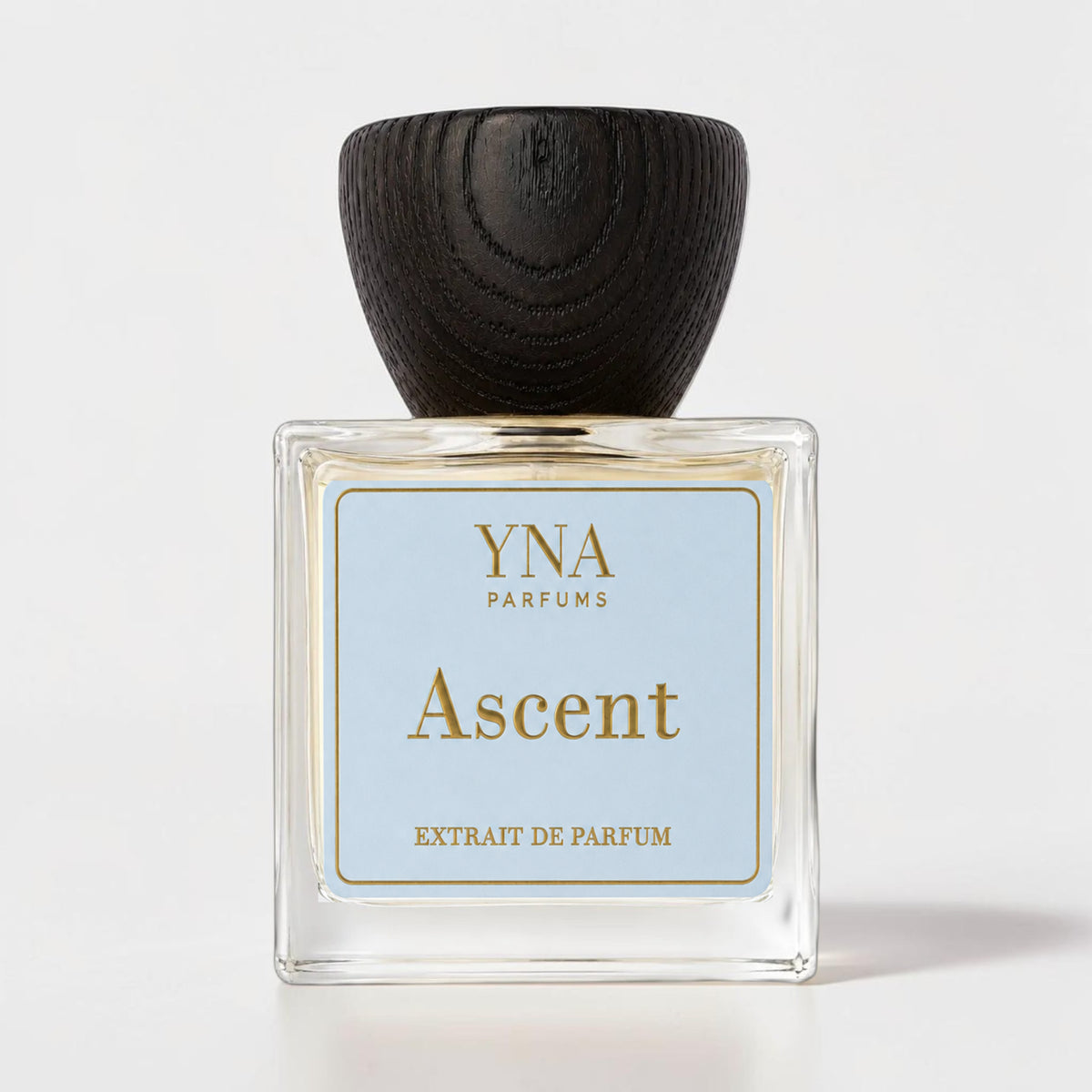 YNA Parfums Ascent Extrait de Parfum 50ml with dark wood cap on white background