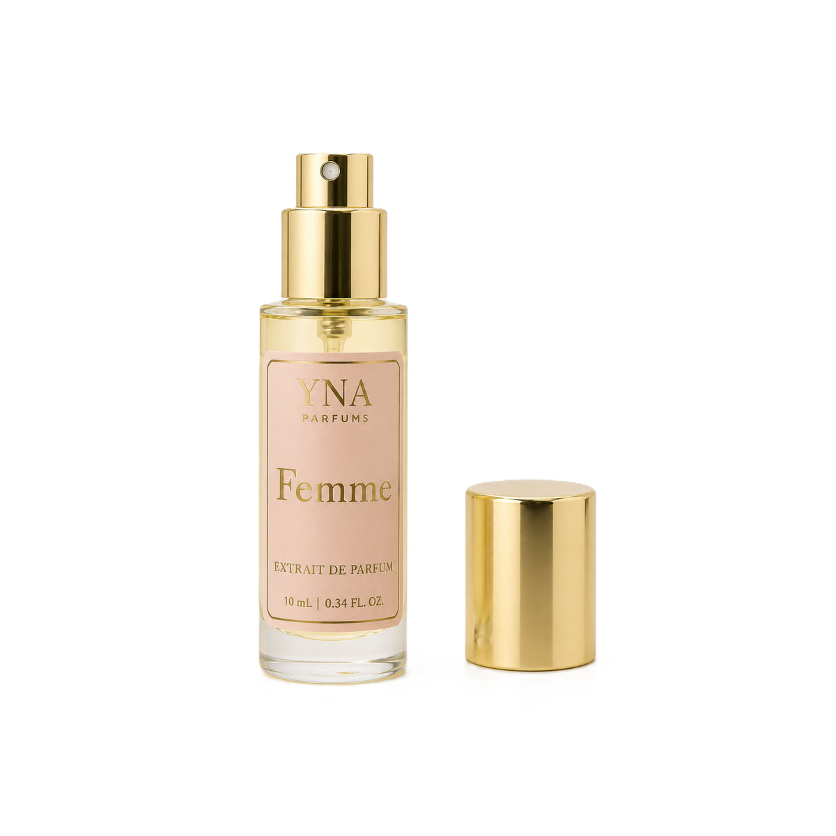 YNA Parfums Femme Extrait de Parfum 10ml with cap beside it