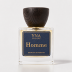 YNA Parfums Homme Extrait de Parfum 50ml with dark wood cap on white background