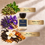 YNA Parfums Homme Extrait de Parfum 50ml fragrance notes: top notes cardamom and mint, middle notes lavender and iris, base notes vanilla, amber and tonka bean