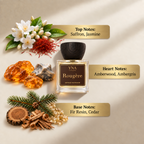 YNA Parfums Rougère Extrait de Parfum 50ml fragrance notes graphic with top, heart and base notes