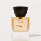 YNA Parfums Velour Extrait de Parfum 50ml with dark wood cap on white background